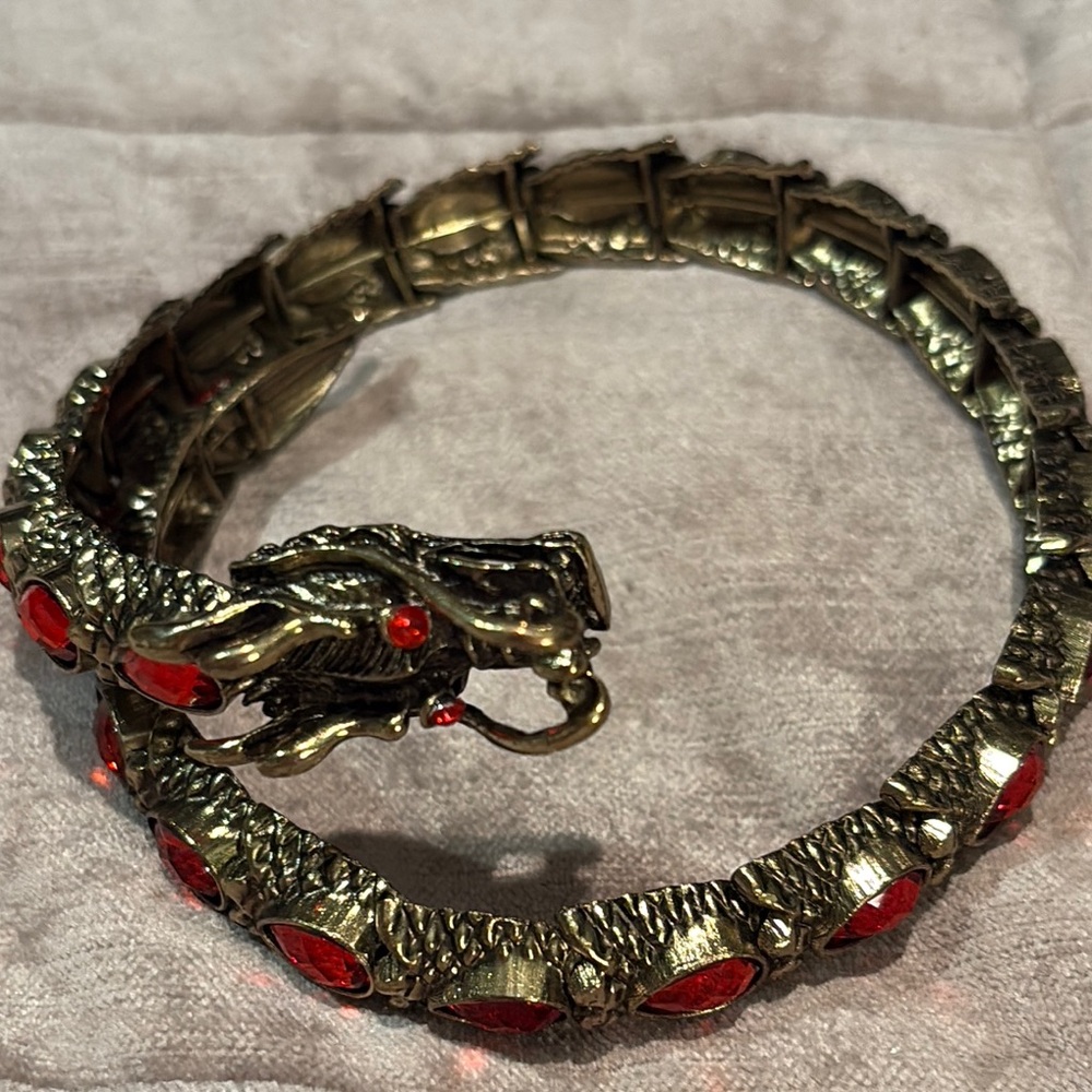 Chinese Dragon Arm Wrap Bracelet Red and Gold 15”